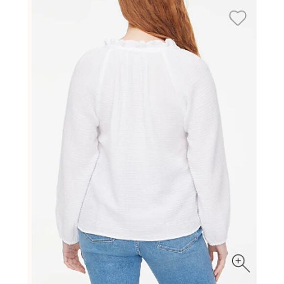 J.Crew Petite Long-Sleeve Gauzey Tie-top in Bright White Size XXSP - Picture 3 of 11
